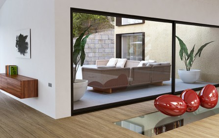 Wohnbereich mittlere Etage, Zugang zur Terrasse